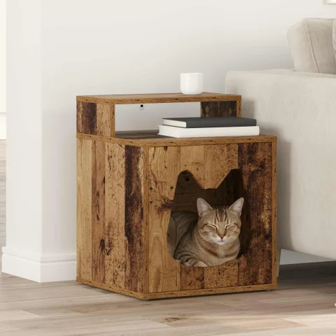vidaXL Casa pentru pisici Lemn vechi 42,5 x 40 x 53,5 cm