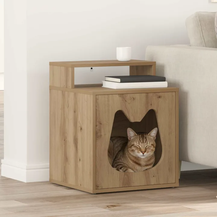 vidaXL Casa pentru pisici Stejar artizanal 42,5 x 40 x 53,5 cm