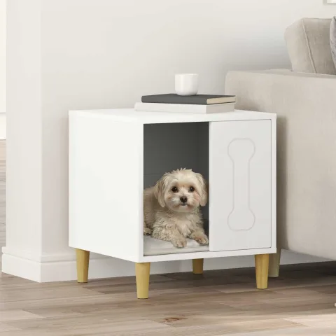 vidaXL Casă pentru câini Alb 44 x 42 x 49 cm Lemn prelucrat