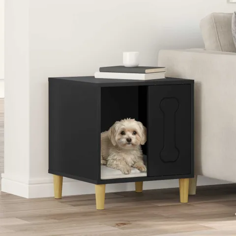 vidaXL Casă pentru câini Negru 44 x 42 x 49 cm Lemn prelucrat