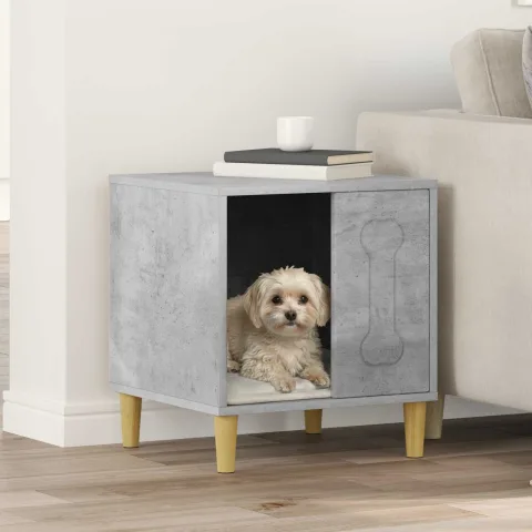 vidaXL Casă pentru câini Beton 44 x 42 x 49 cm Lemn prelucrat
