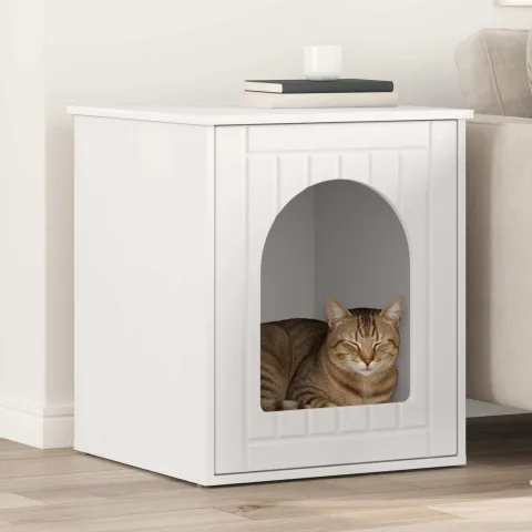 vidaXL Casa pentru pisici Alb 53 x 52 x 62 cm Lemn prelucrat