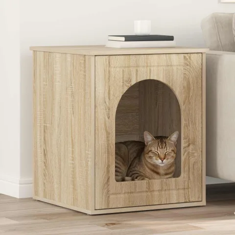 vidaXL Casa pentru pisici Sonoma 53 x 52 x 62 cm Lemn prelucrat