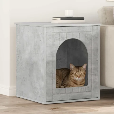 vidaXL Casa pentru pisici Beton 53 x 52 x 62 cm Lemn prelucrat