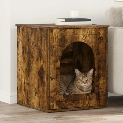 vidaXL Casa pentru pisici Stejar fumuriu 53 x 52 x 62 cm