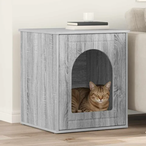 vidaXL Casa pentru pisici Gri Sonoma 53 x 52 x 62 cm Lemn prelucrat