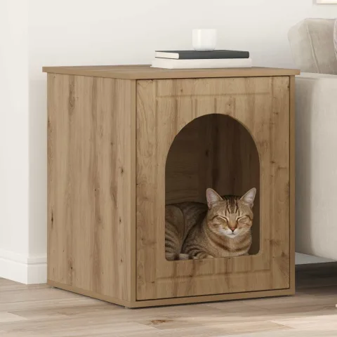 vidaXL Casa pentru pisici Stejar artizanal 53 x 52 x 62 cm