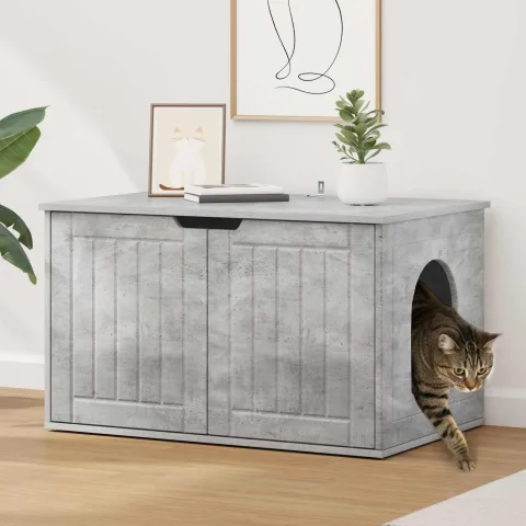 vidaXL Casa pentru pisici Beton 85 x 55 x 50,5 cm Lemn prelucrat