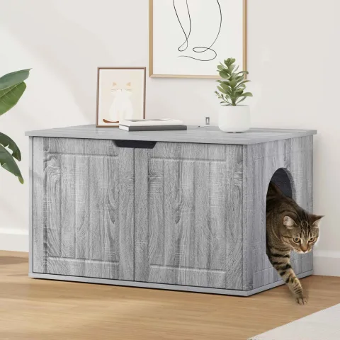 vidaXL Casa pentru pisici Gri Sonoma 85 x 55 x 50,5 cm Lemn prelucrat