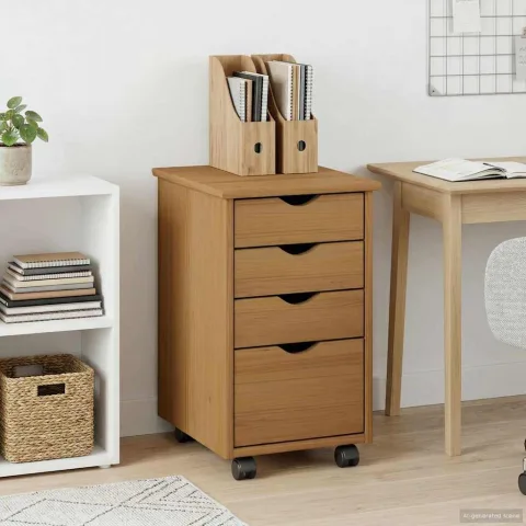 vidaXL Cabinet mobil MOSS Maro Miere 34 x 39 x 56 cm Lemn masiv de pin