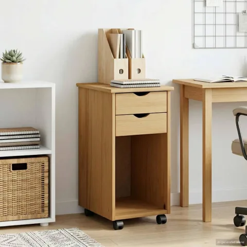 vidaXL Cabinet mobil 34 x 39 x 65,5 cm Lemn masiv de pin Maro Miere