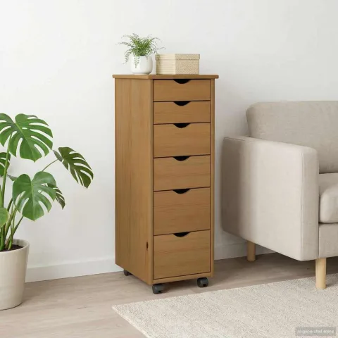 vidaXL Cabinet mobil 34 x 39 x 93,5 cm Lemn de pin masiv Maro miere