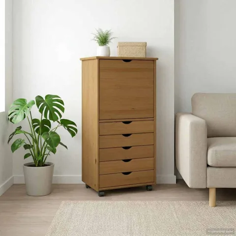vidaXL Cabinet mobil 53 x 39 x 103 cm Lemn de pin masiv Maro miere