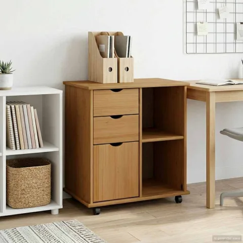 vidaXL Cabinet mobil 63,5 x 39 x 65,5 cm Lemn de pin masiv Maro miere