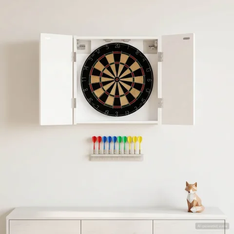 vidaXL Cabinet pentru ținte de darts ARNHEM Alb foarte lucios