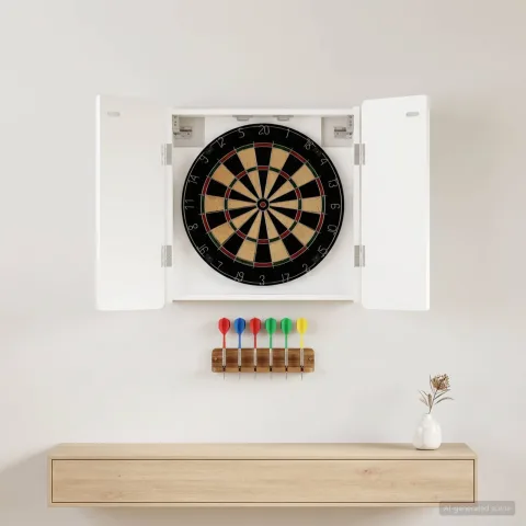 vidaXL Cabinet pentru ținte de darts ZWOLLE Alb 52,5 x 10,5 x 57,5 cm