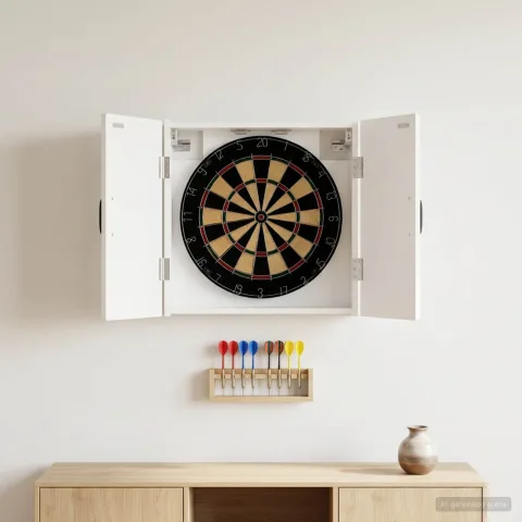 vidaXL Cabinet pentru ținte de darts HAARLEM Alb foarte lucios