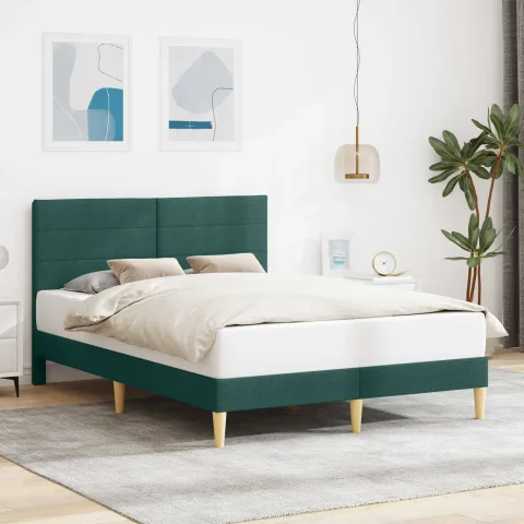 vidaXL Cadru de pat cu headboard Gri închis 153 x 203 cm Țesătură