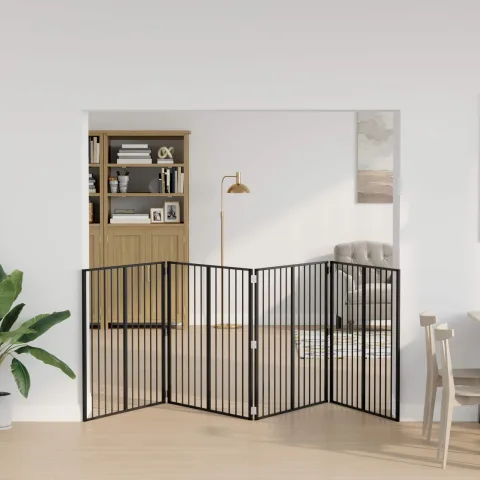 vidaXL Poartă pentru câini 4 buc. Negru 100 x 100 cm Oțel Galvanizat