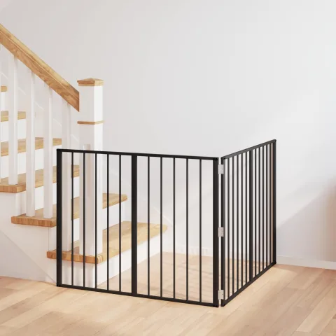 vidaXL Poartă pentru câini 2 buc. Negru 100 x 80 cm Oțel Galvanizat