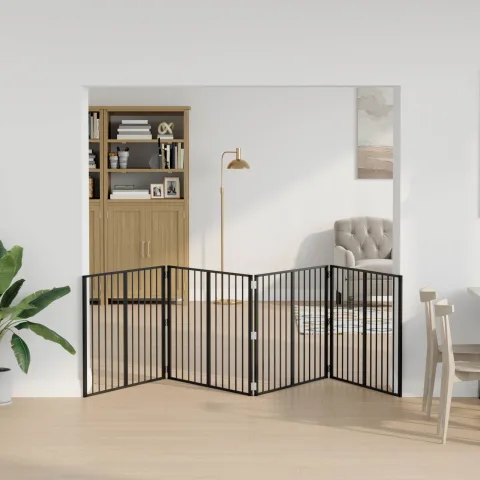 vidaXL Poartă pentru câini 4 buc. Negru 100 x 80 cm Oțel Galvanizat