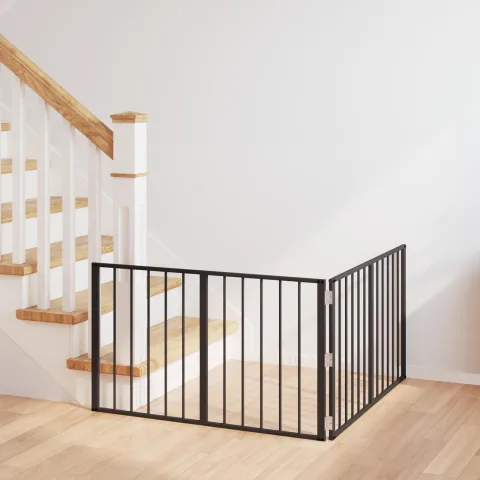 vidaXL Poartă pentru câini 2 buc. Negru 100 x 60 cm Oțel Galvanizat