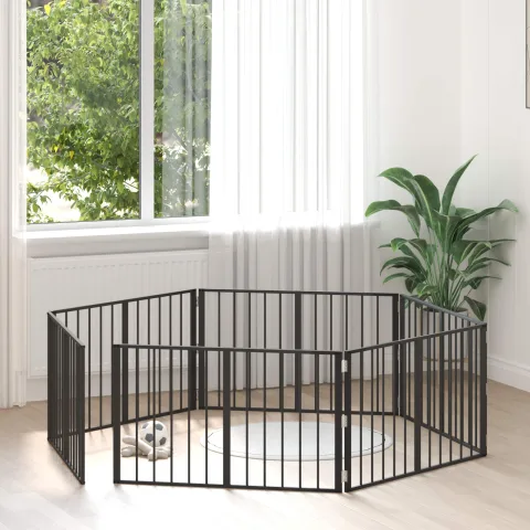 vidaXL Poartă pentru câini 6 buc. Negru 100 x 60 cm Oțel Galvanizat