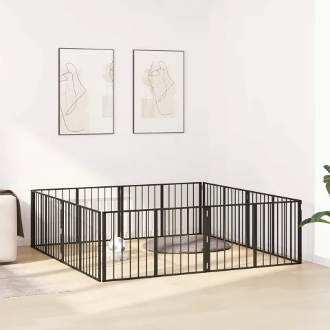 vidaXL Poartă pentru câini 8 buc. Negru 100 x 60 cm Oțel Galvanizat