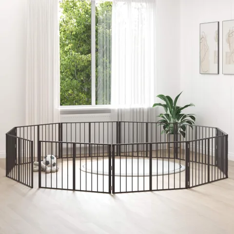 vidaXL Poartă pentru câini 10 buc. Negru 100 x 60 cm Oțel Galvanizat