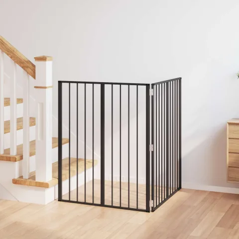 vidaXL Poartă pentru câini 2 buc. Negru 80 x 100 cm Oțel Galvanizat