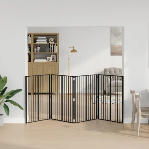 vidaXL Poartă pentru câini 4 buc. Negru 80 x 100 cm Oțel Galvanizat