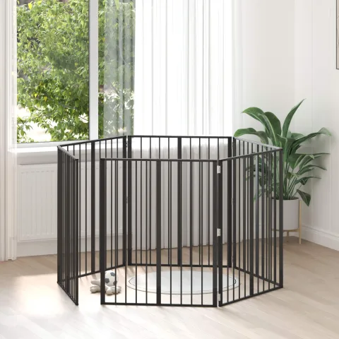 vidaXL Poartă pentru câini 6 buc. Negru 80 x 100 cm Oțel Galvanizat