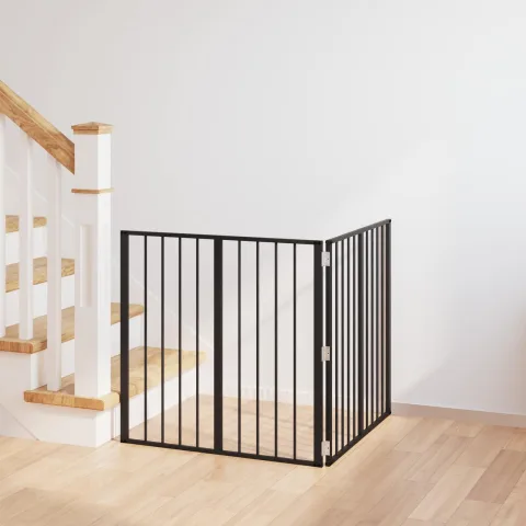 vidaXL Poartă pentru câini 2 buc. Negru 80 x 80 cm Oțel Galvanizat