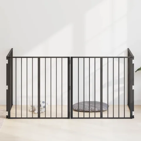 vidaXL Poartă pentru câini 4 buc. Negru 80 x 80 cm Oțel Galvanizat