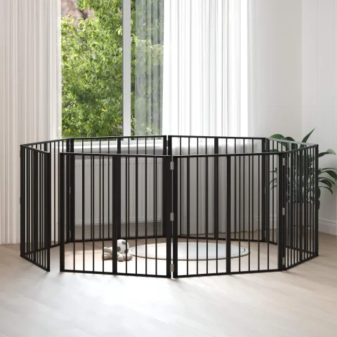 vidaXL Poartă pentru câini 8 buc. Negru 80 x 80 cm Oțel Galvanizat