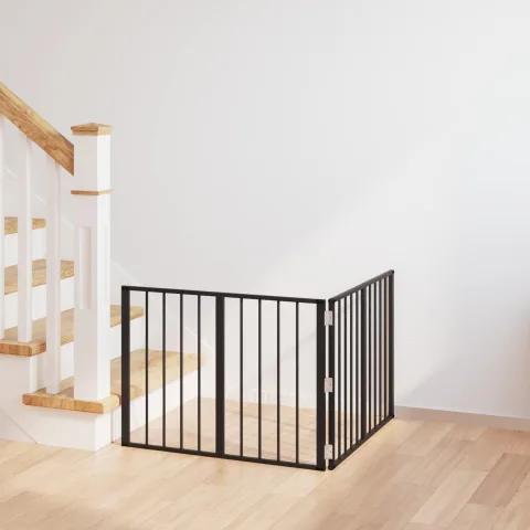 vidaXL Poartă pentru câini 2 buc. Negru 80 x 60 cm Oțel Galvanizat