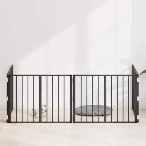 vidaXL Poartă pentru câini 4 buc. Negru 80 x 60 cm Oțel Galvanizat