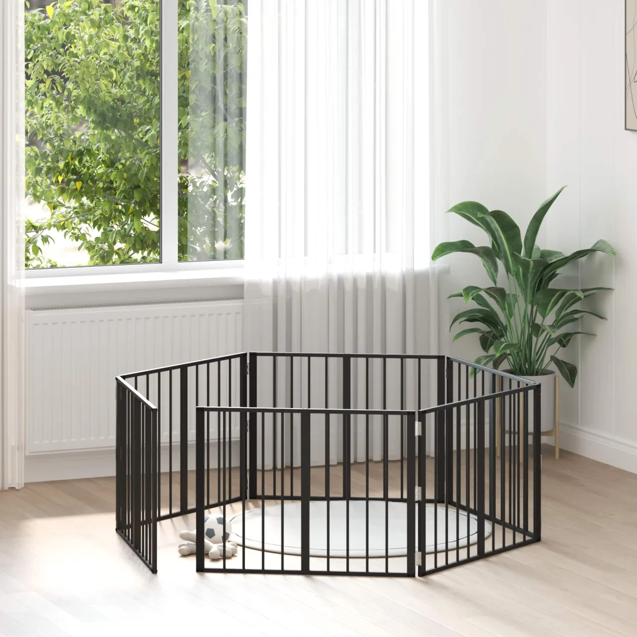 vidaXL Poartă pentru câini 6 buc. Negru 80 x 60 cm Oțel Galvanizat