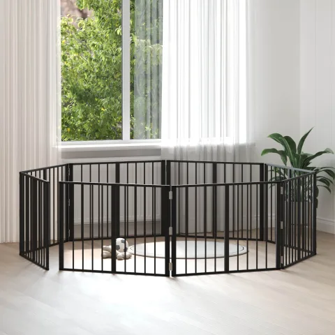 vidaXL Poartă pentru câini 8 buc. Negru 80 x 60 cm Oțel Galvanizat