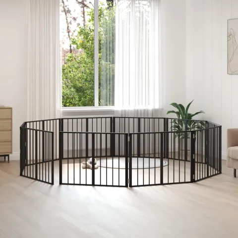 vidaXL Poartă pentru câini 10 buc. Negru 80 x 60 cm Oțel Galvanizat