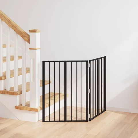 vidaXL Poartă pentru câini 2 buc. Negru 60 x 80 cm Oțel Galvanizat