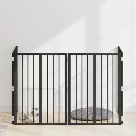 vidaXL Poartă pentru câini 4 buc. Negru 60 x 80 cm Oțel Galvanizat