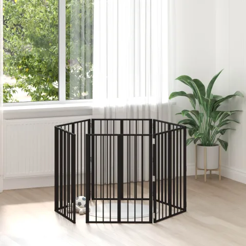 vidaXL Poartă pentru câini 6 buc. Negru 60 x 80 cm Oțel Galvanizat