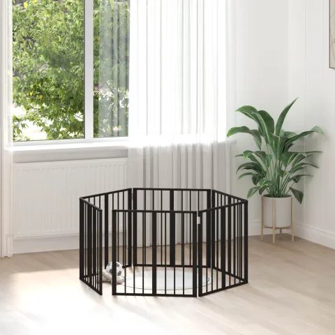 vidaXL Poartă pentru câini 6 buc. Negru 60 x 60 cm Oțel Galvanizat