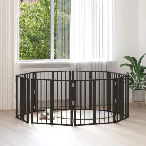 vidaXL Poartă pentru câini 8 buc. Negru 60 x 60 cm Oțel Galvanizat