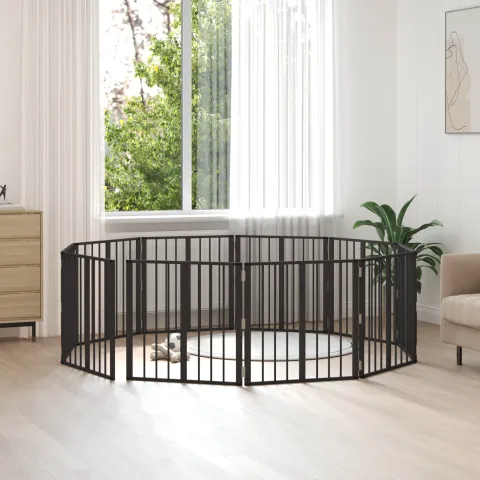 vidaXL Poartă pentru câini 10 buc. Negru 60 x 60 cm Oțel Galvanizat