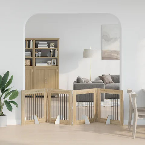 vidaXL Poartă pentru câini pliabilă cu suporturi 4 buc. Stejar Sonoma