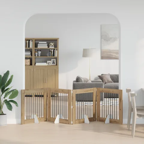 vidaXL Poartă pentru câini pliabilă cu suporturi 4 buc. 321 cm