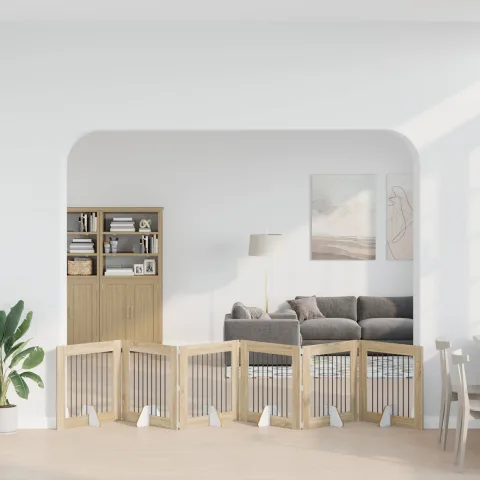 vidaXL Poartă pentru câini pliabilă cu suporturi 6 buc. Stejar Sonoma