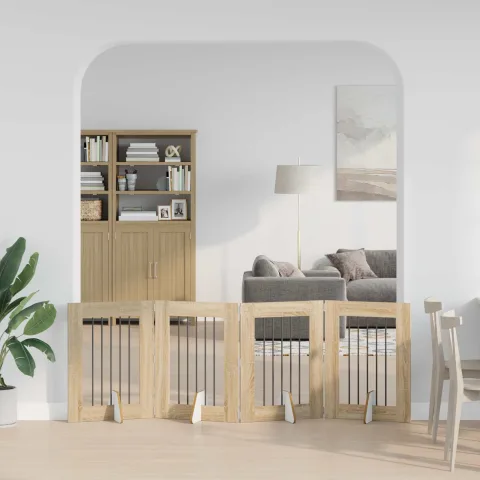 vidaXL Poartă pentru câini pliabilă cu suporturi 4 buc. Stejar Sonoma
